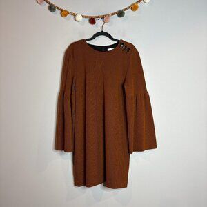 Tibi Rust Striped wide sleeve shift dress